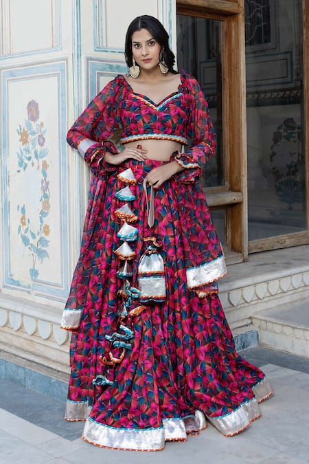 POMCHA JAIPUR Floral Print Lehenga Set 