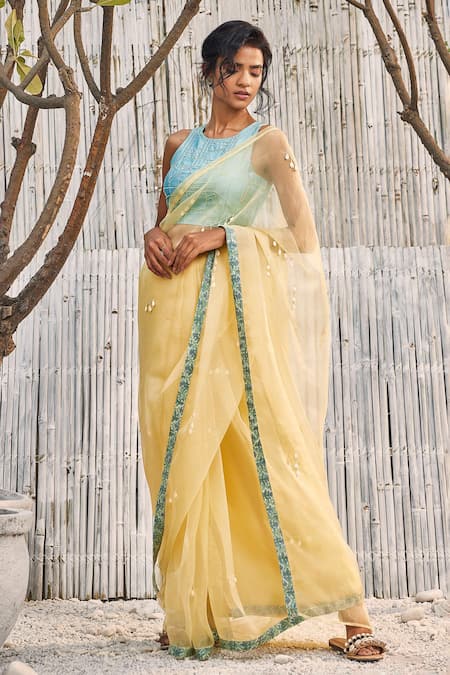 Charkhee Embellished Saree With Embroidered Blouse 