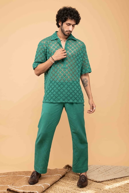 Kalakaari By Sagarika Crochet Shirt With Pant Set 