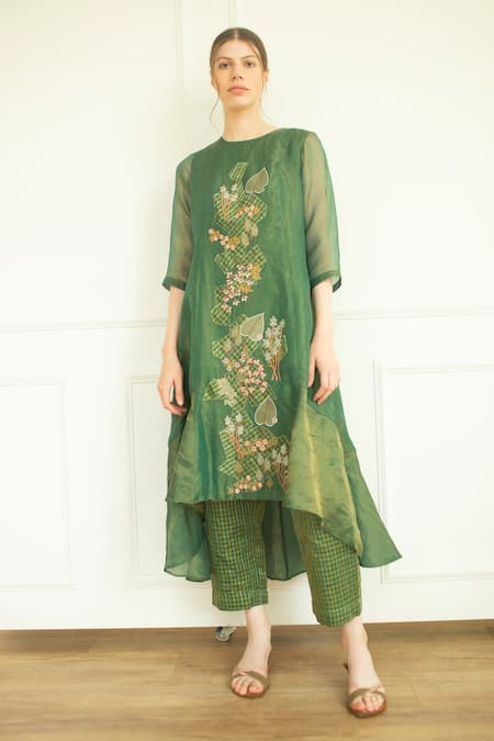 Oja Embroidered Asymmetrical Tunic & Pant 