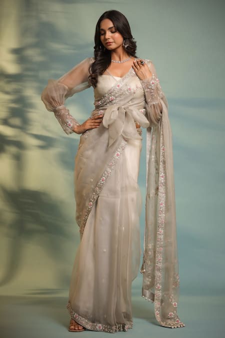 Buy Grey Sarees for Women by Bermondsey Online | Ajio.com