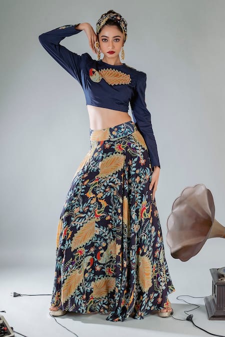 Pds By Sneha Round Neck Top & Floral Print Lehenga Set 