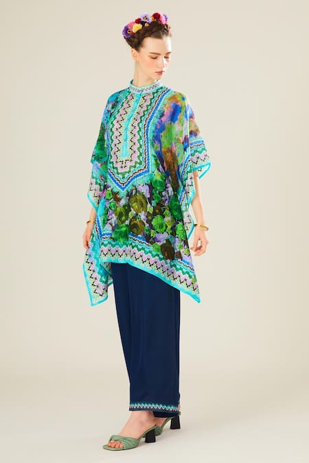 Rajdeep Ranawat Paloma Straight Printed Hem Dark Pant 