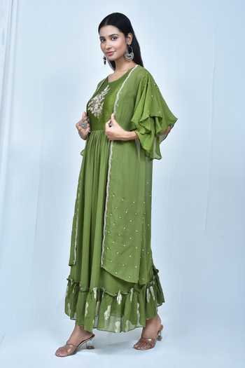 Aanshi Georgette Embroidered Shrug Set