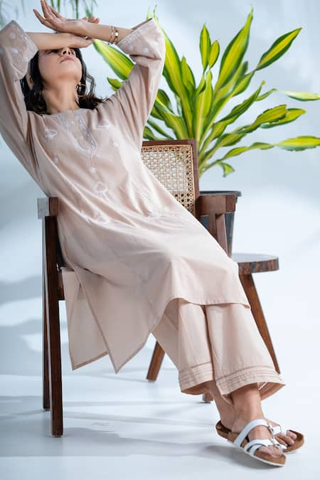 Pants and Pajamas Hazel Chikankari Embroidered Kurta 