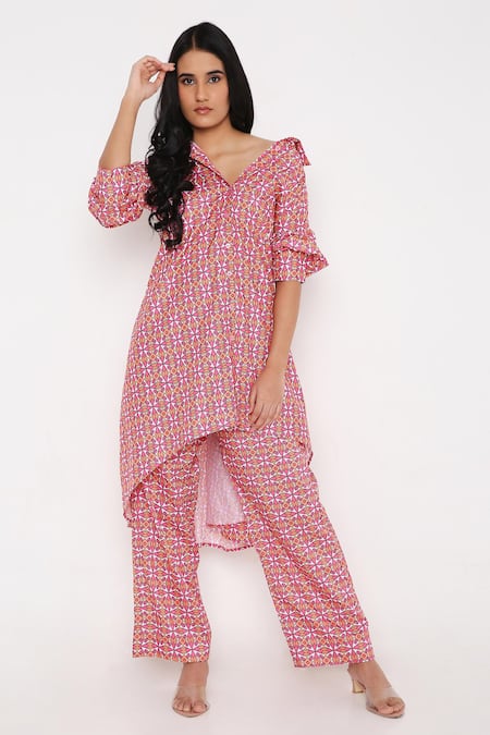 Bha Sha Neptune Printed Shirt Tunic & Pant Set 