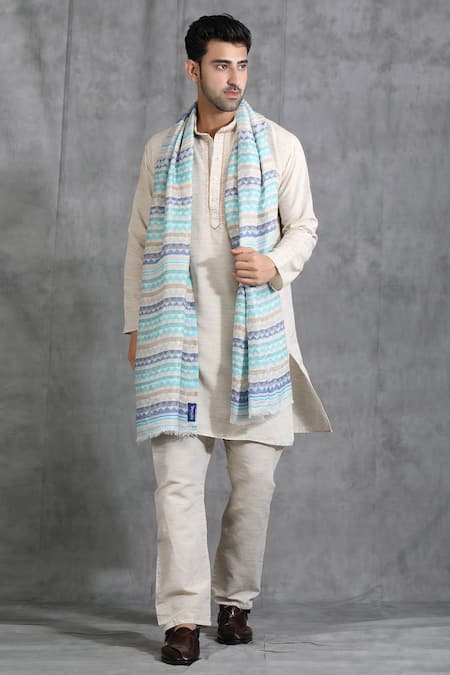 DUSALA Handwoven Cashmere Fine Wool Zig Zag Stole 