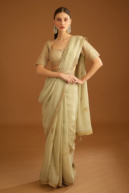 Shyam Narayan Prasad Organza Zardozi Work Saree With Blouse 