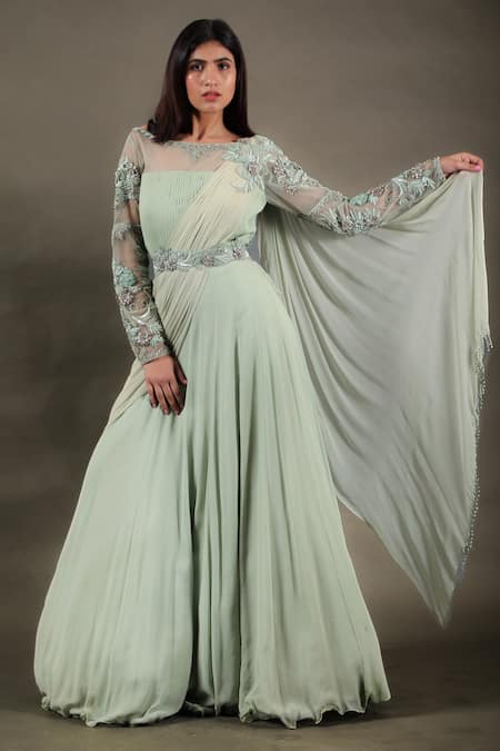 OMANA BY RANJANA BOTHRA Mumtaaz Draped Lehenga Saree With Belt 