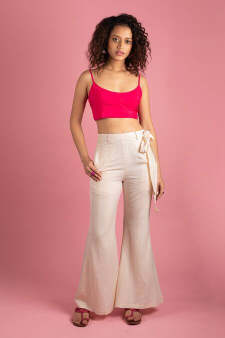 White Flared Pants  High Waist  ewa young