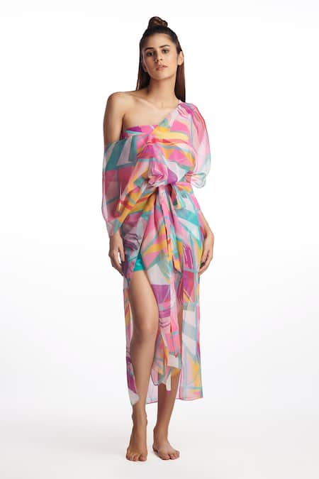 Kai Resortwear Geometric Print Kaftan Cover Up 