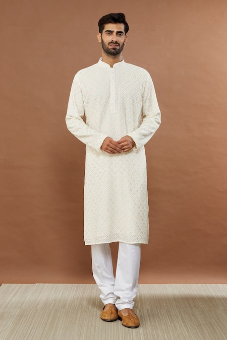 Aham-Vayam Mayur Embroidered Kurta & Churidar Set 