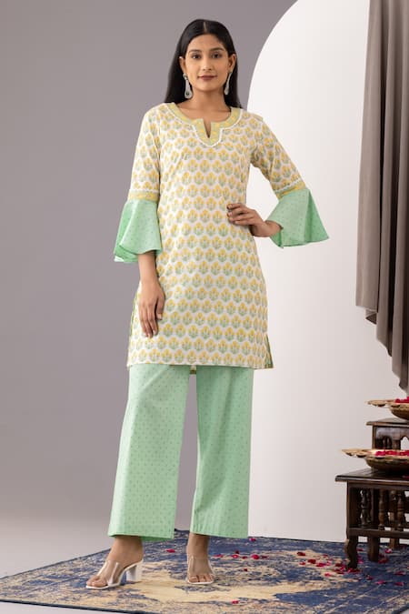 Abbaran Hand Block Print Kurta & Palazzo Set 