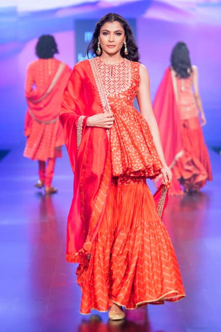 PUNIT BALANA Bandhani Print Kedia Top & Gharara Set 