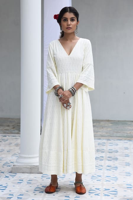 Monk & Mei Falak Chikankari Embroidered Anarkali 