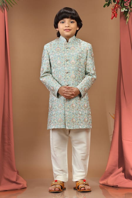 Kora By Nilesh Mitesh Vintage Resham Embroidered Sherwani Set 