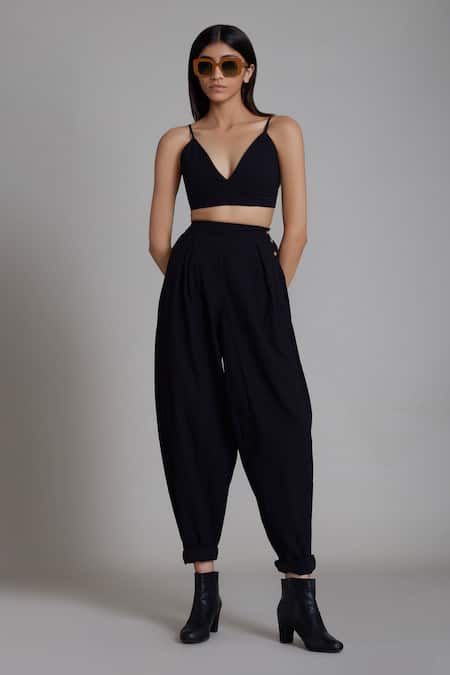 High Waisted Metallic Full Length Pants | boohoo