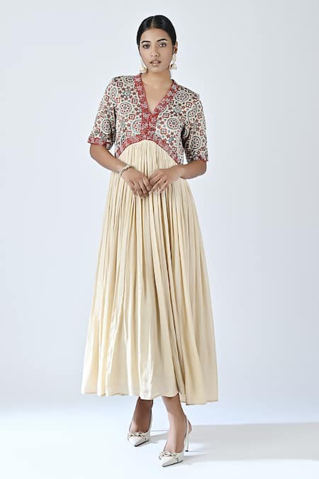 Sejal Kamdar Ajrakh Print Yoke Dress 