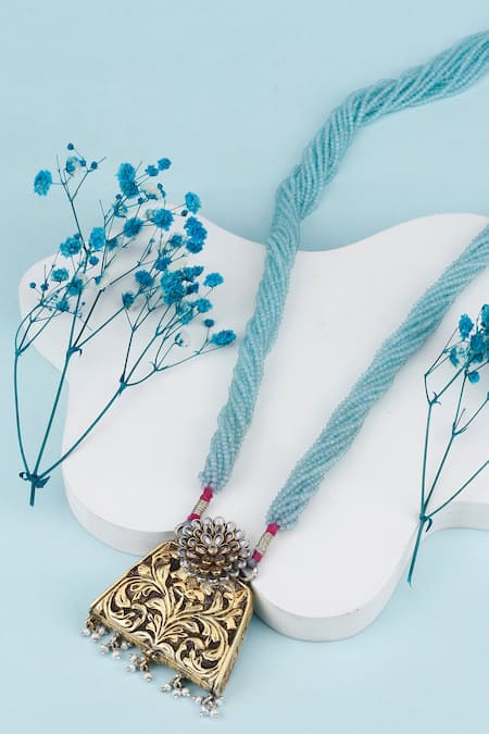 Sangeeta Boochra Aasia Floral Carved Embellished Necklace 