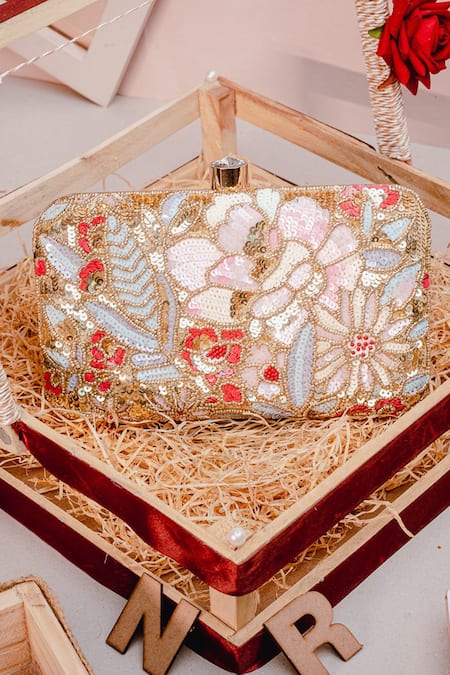 Fancy Bow Beaded Bridal Crossbody Clutch Handbag