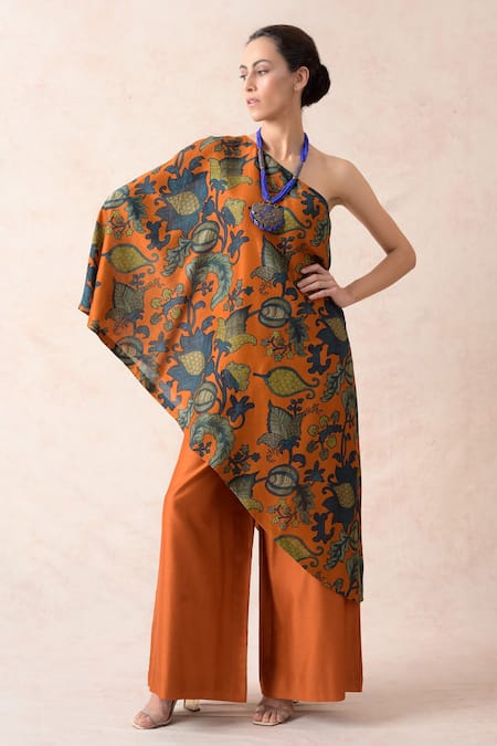 Thetaa Floral Print Kaftan Tunic & Palazzo Set 