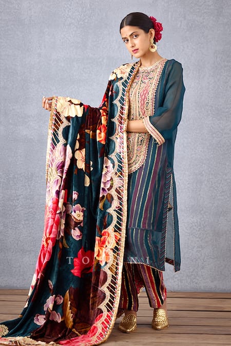 Torani Blue Velvet And Crepe Print & Shabnami Madina Doshala  