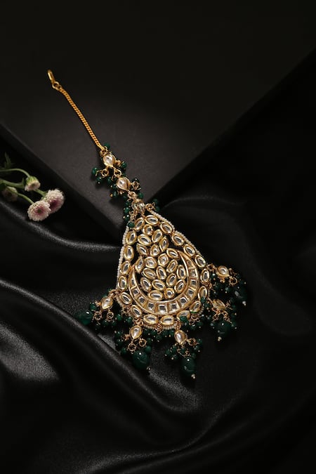 MINAKI Geometric Embellished Maangtika 