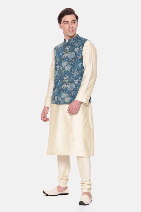 Mayank Modi - Men Botanical Print Bundi 