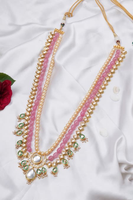 Ruby Raang Kundan Drop Necklace 