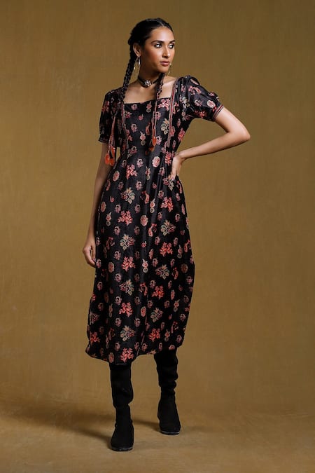 Ritu Kumar Silk Velvet Midi Dress 