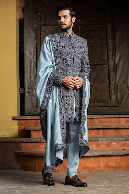 Nitika Gujral Floral Embroidered Achkan Set 