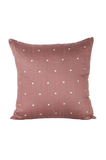 House This Brown Polyester Printed Sirhind Glitter Cushion Cover
