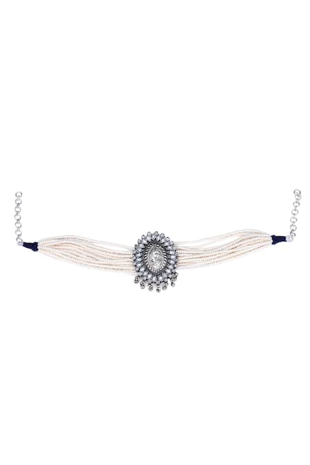 Sangeeta Boochra Wajiha Silver Pearl Embellished Choker 