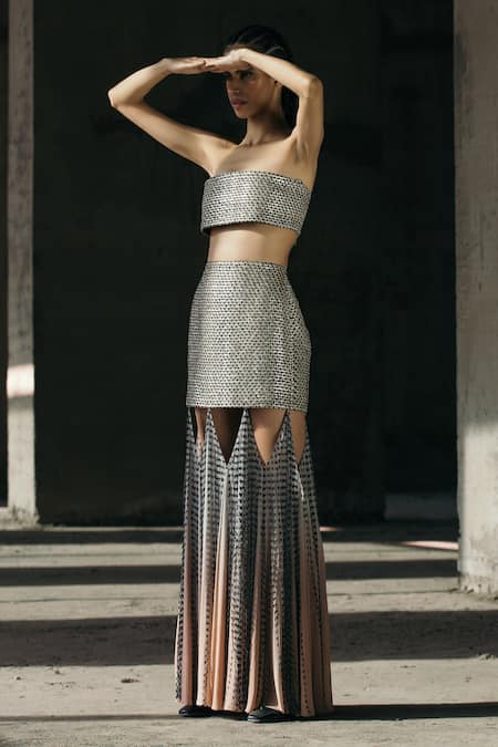 AKHL Woven Metallic Bustier 