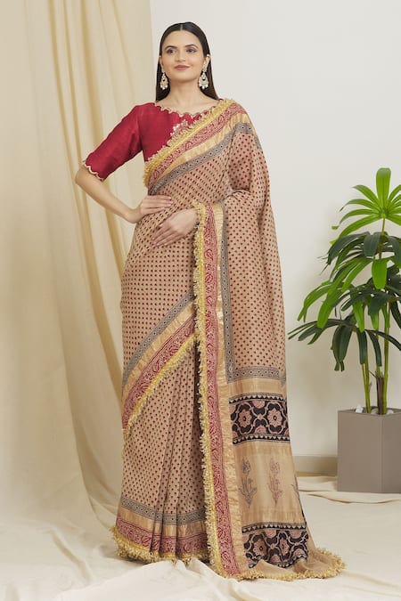 Surendri Block Print Saree With Blouse 