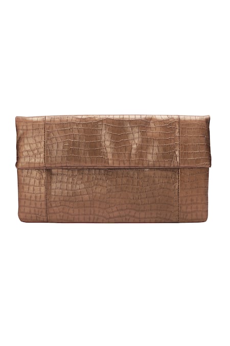 embossed leather clutch