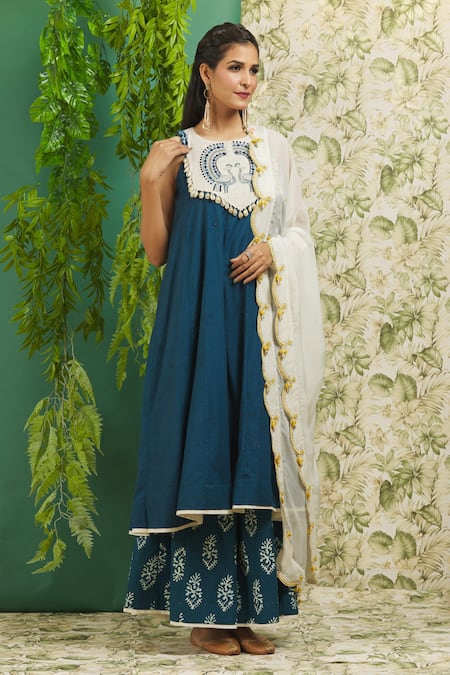 Alaya Advani Peacock Embroidered Anarkali & Palazzo Set 