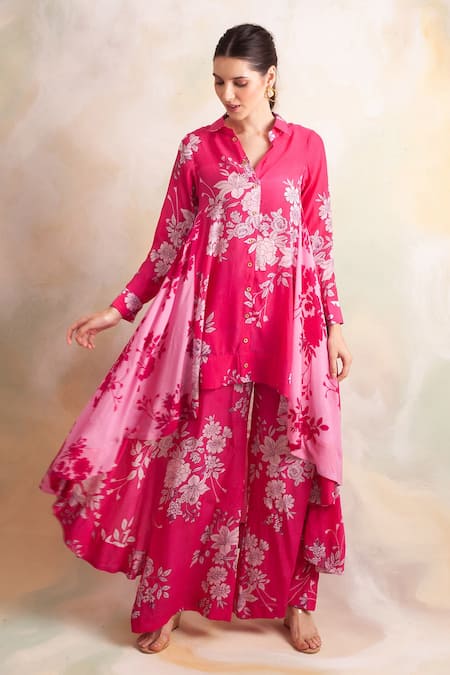 Palak & Mehak Vintage Floral Print Tunic & Pant Set 