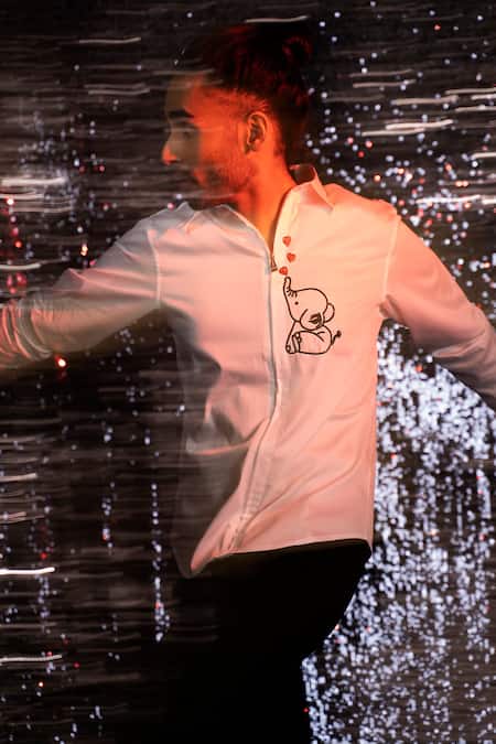 Sanjana Reddy Designs Elephant Placement Embroidered Shirt 