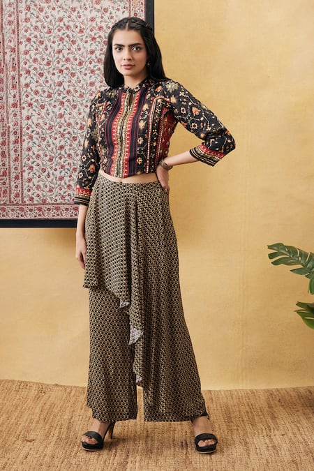 Soup by Sougat Paul Zahra Printed Draped Pant & Top Set 