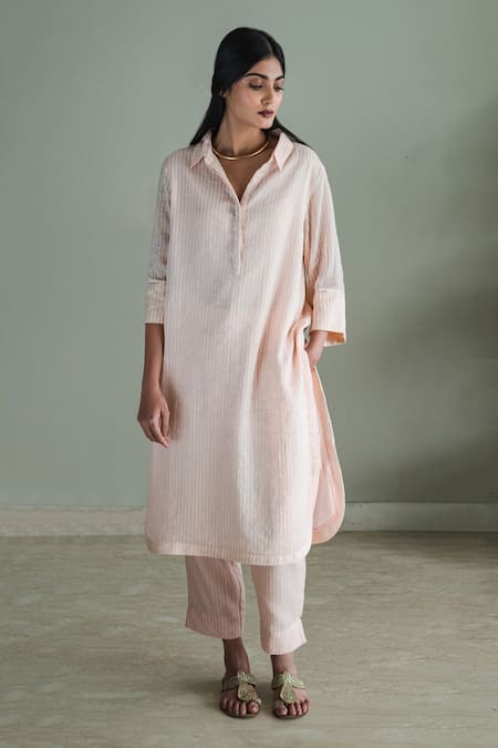 Shorshe Clothing Placket Embroidered Shirt Kurta & Pant Set 