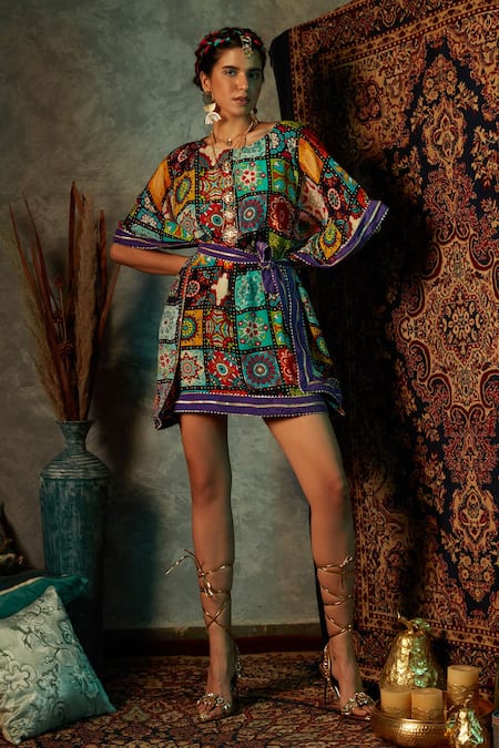 Esha L Amin Tile Print Short Kaftan 