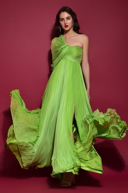 Labelamoda Pleated Flared Gown 