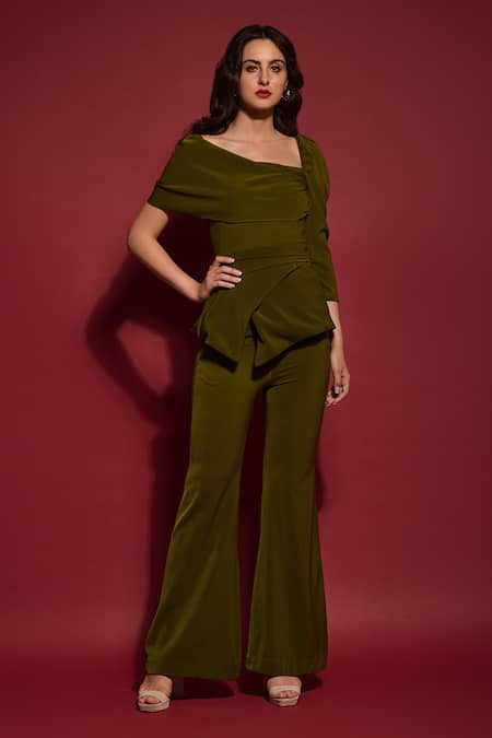 Buy Women Green Regular Fit Solid Casual Trousers Online - 777802 | Allen  Solly