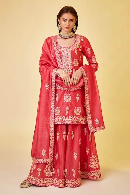 Shyam Narayan Prasad Thread Embroidered Kurta Sharara Set 