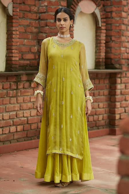 Vashisht Guru Dutt Layered Embroidered Tunic & Tulip Pant Set 