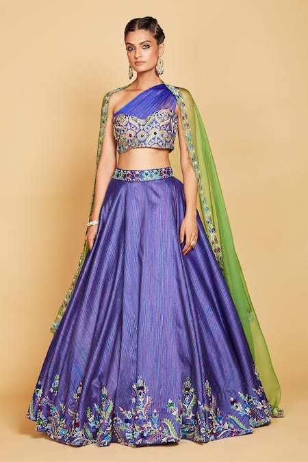 Amrin khan One Shoulder Blouse And Lehenga Set 