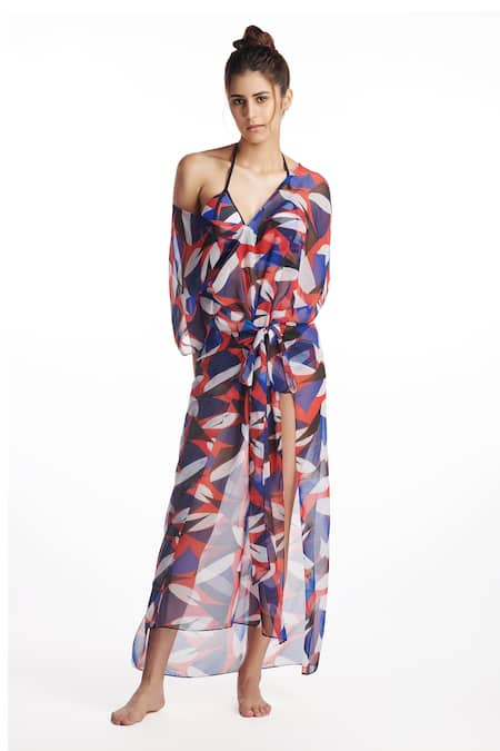 Kai Resortwear Scarlet Geometric Print Kaftan Cover Up 