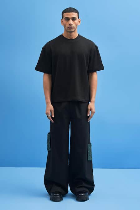 Siddhant Agrawal Black Jersey, Patchwork 100% Shoji T-shirt 