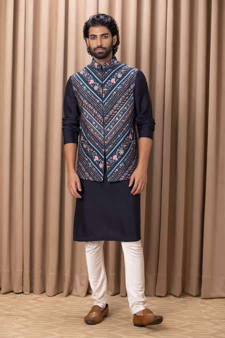 Ankit V Kapoor Lakeer Flower Print Nehru Jacket 